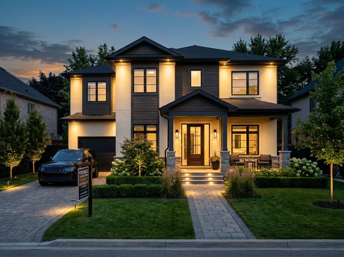 Architectural Suburban Home Facade